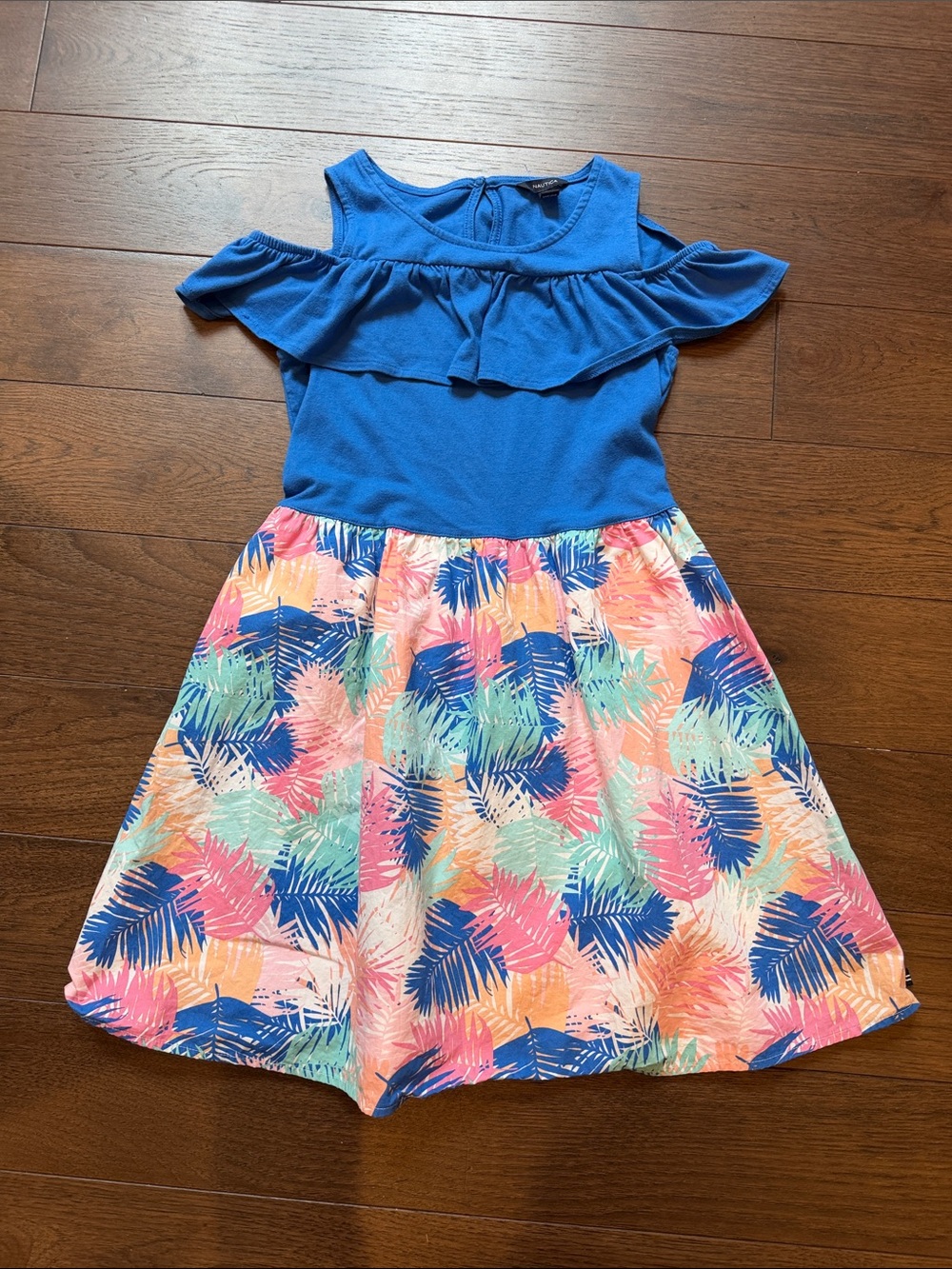 Nautica Girls Blue Multi-Color Dress Size Large 12/14 C44-006